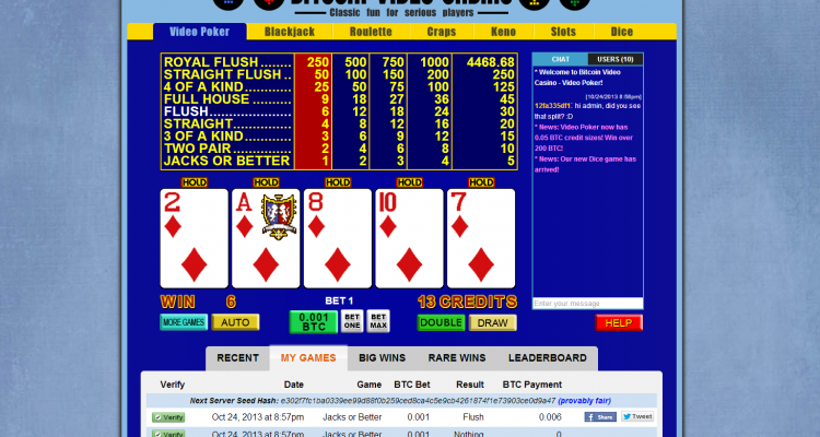 Bitcoin Video Poker